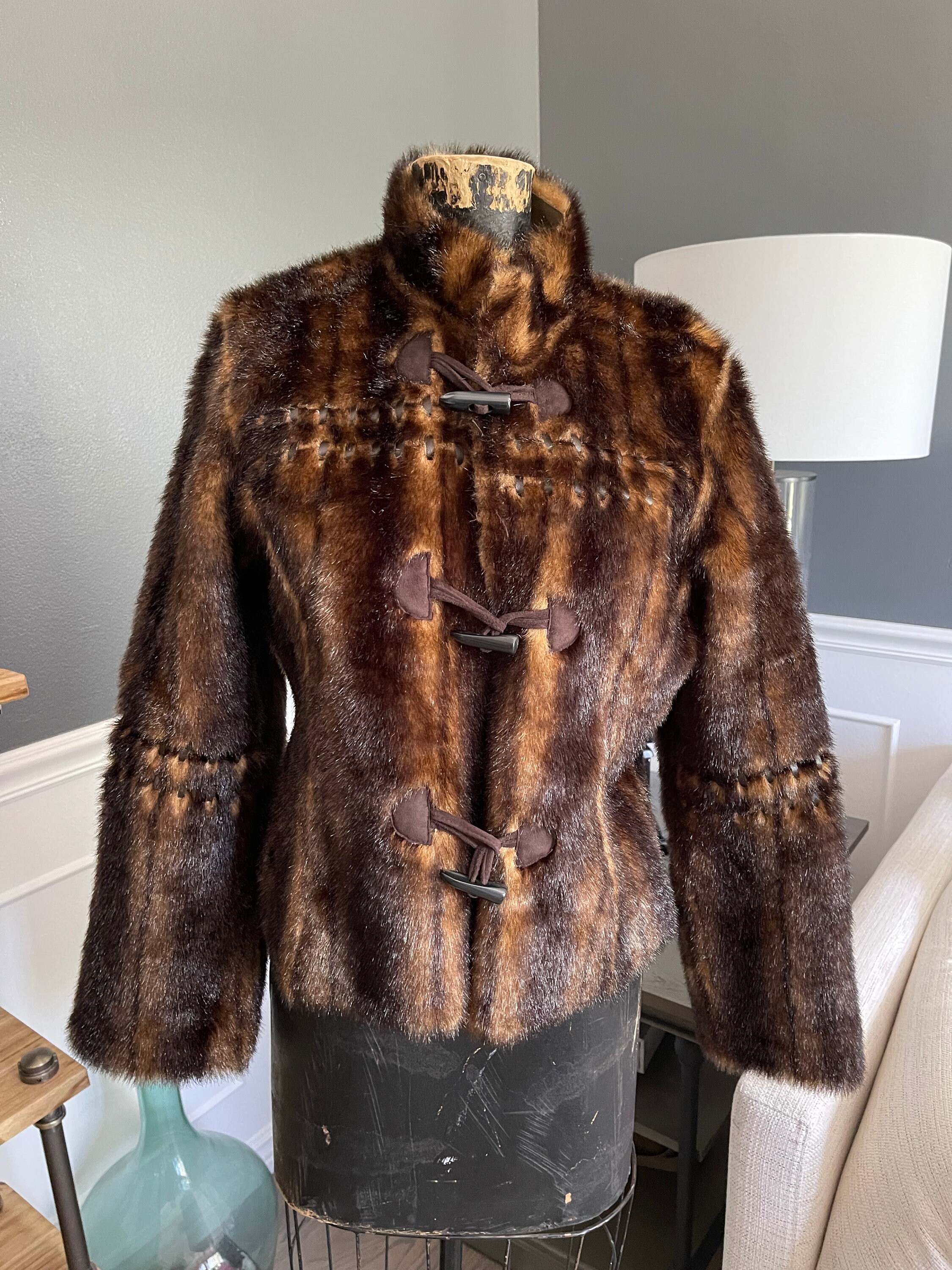 新品＊ZARA フェイクファーショートコート ブラウン L