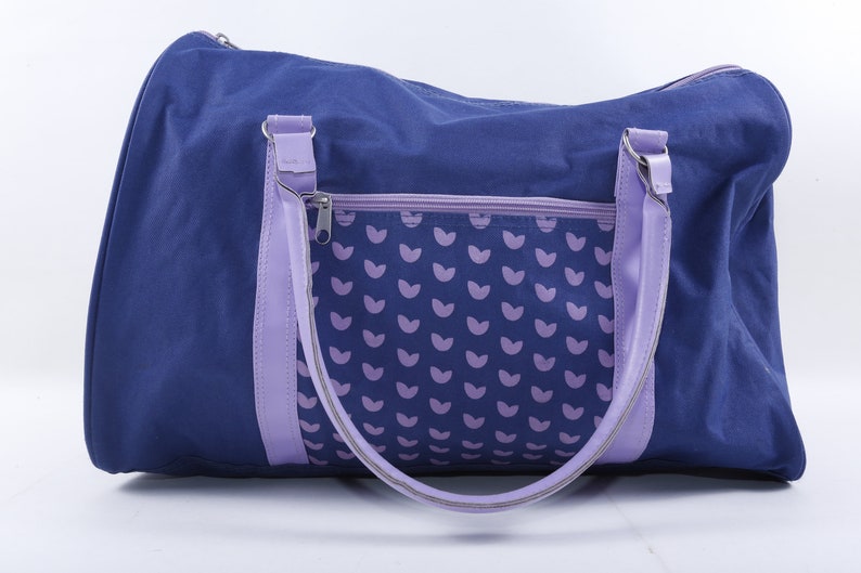 Purse ~ 20-01-140 Zipper Blue Zip Up 1980/'s Bag Exercise Bag Handles Vintage Hearts Hand Bag Gym Bag Purple Handbag Collection