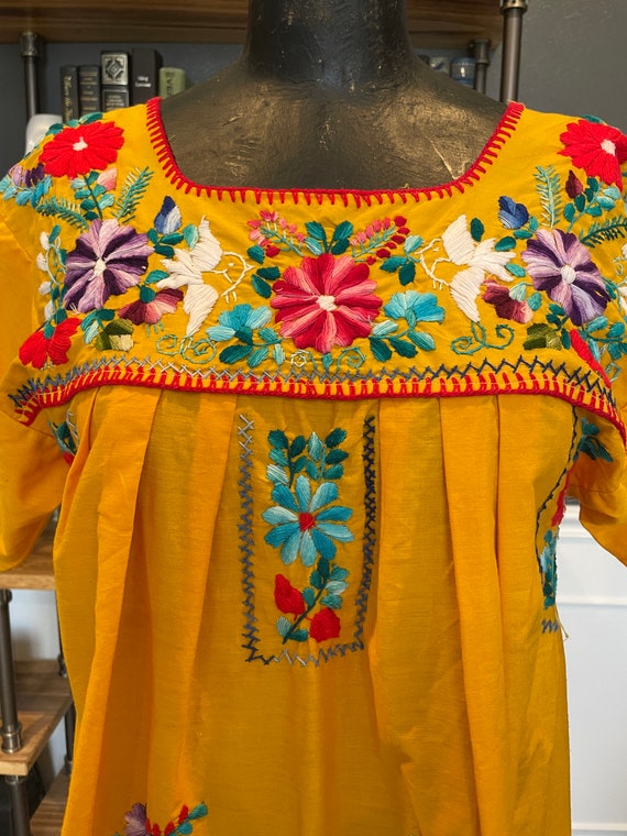 ワンピース 70s Yellow Mexican Dress 70s Mexican Dress Yellow, Floral, Long Dress, Shift Dress