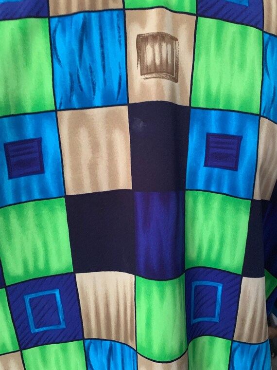 Bright Checked Blouse, Notations, Collared, Deep … - image 5