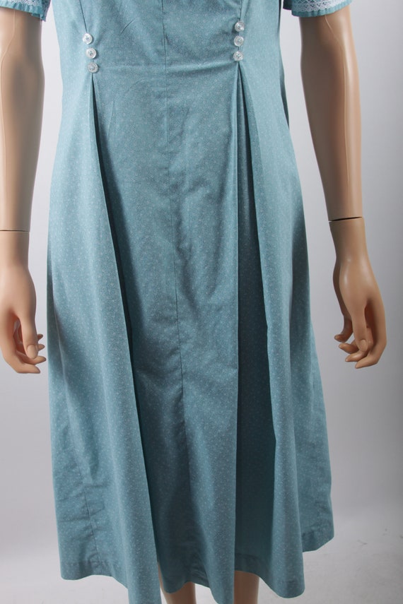 Long, Dress, Homemade, Blue, Dotted, Buttons, Sho… - image 5