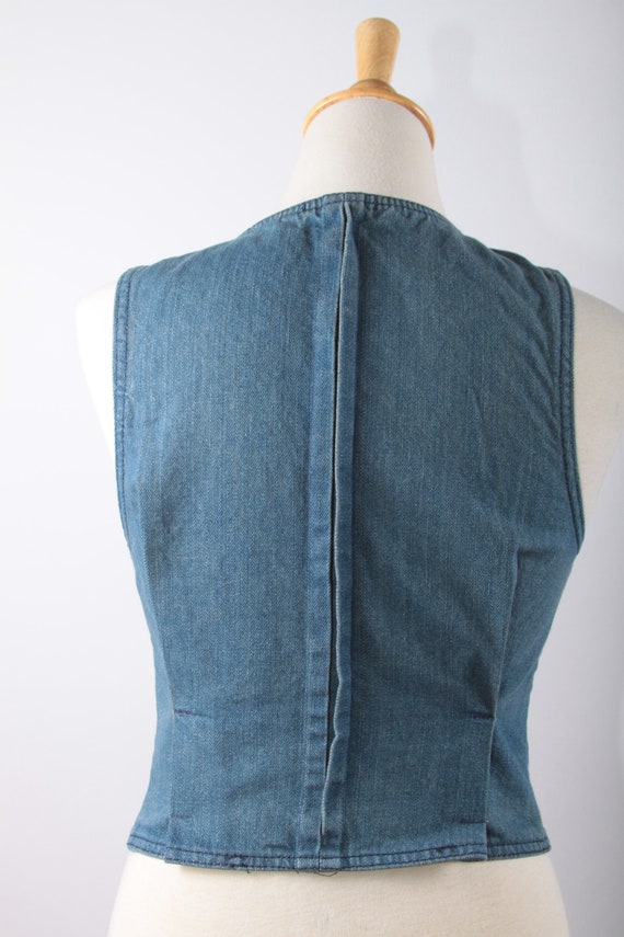 Blue, Jeans, 70s, Vest, Small Pocket, Fake Pocket… - image 4