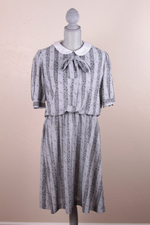 Vintage 1980's Grey Flowy Dickie Dress Sz Medium … - image 3