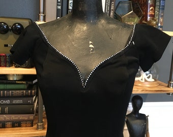 Tadashi, Black, Evening, Long Dress, Deep V Neck, Short Tadashi, Black, Evening, Long Dress, Deep V Neck, Short