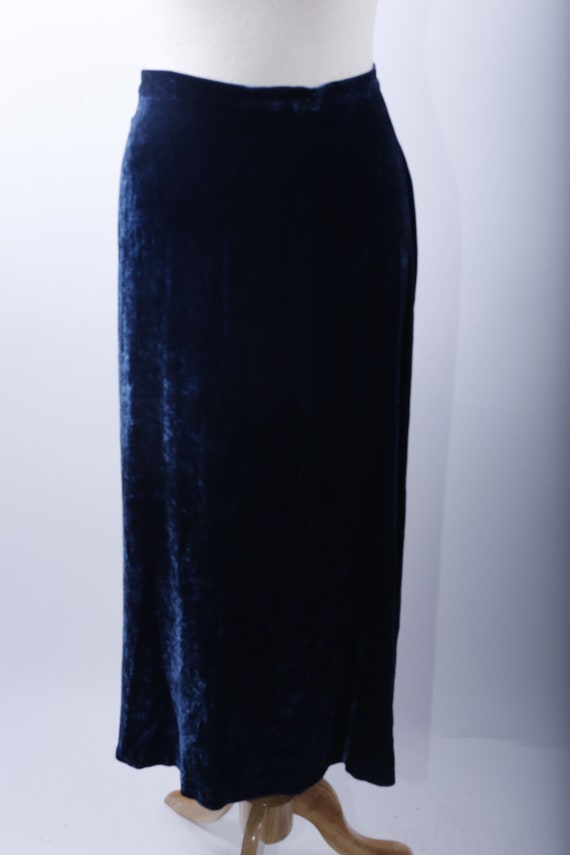 Navy Blue, Velvet, Long, Skirt, Deep Blue, Monoph… - image 2