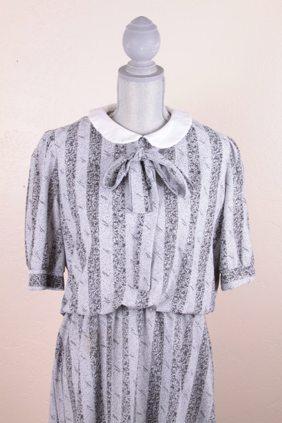 Vintage 1980's Grey Flowy Dickie Dress Sz Medium … - image 1