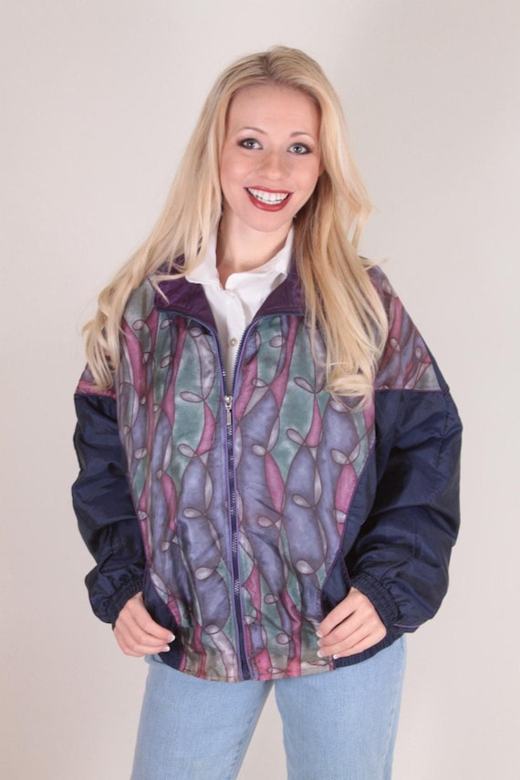 1980s, Patterned, Puffy Jacket, Shiny Jacket, Puf… - image 1