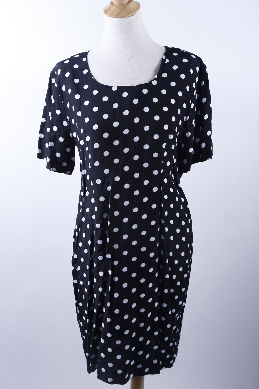 Vestido Vintage Vestido Blanco Con Puntos Negros Vestido Negro Con