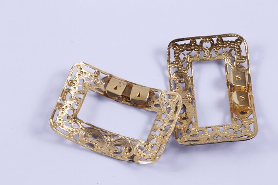 Button Covers, Vintage Golden, Rectangular, Figur… - image 2