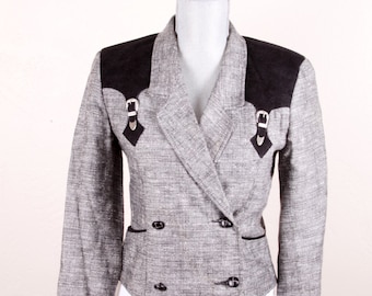 Old West Pioneer Wear Women&#39;s Western Costume Jacket Black and Grey - Cowgirl -  Medium Small 6, 8 ~ 20-01-913