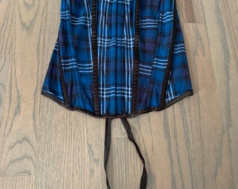 Blue Plaid Corset with Laces, Charlotte Russe, Size M, Cotton, Vintage, Tartan, Cincher, Victorian, Retro, Fashion, ~ 230710-MEL 1 832