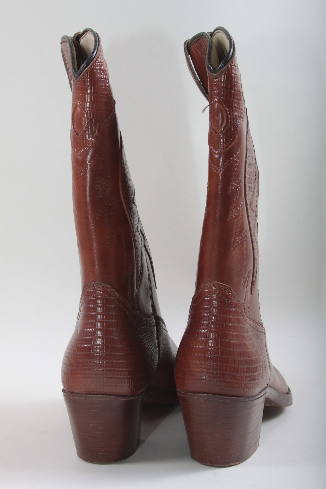 Cowboy Boots, Western Boots, Shoes, Footwear, Heels, Leather, Brown, Clothes, Vintage, Nostalgia ~ 20-01-594, foto 3 di 5