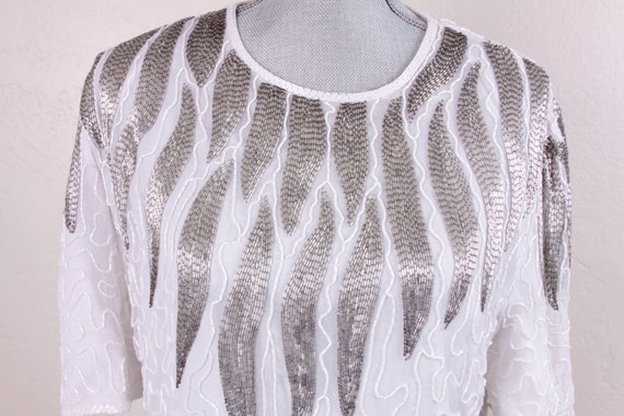 Stunning Vintage Silk 1980's Scala Beaded Top - S… - image 4