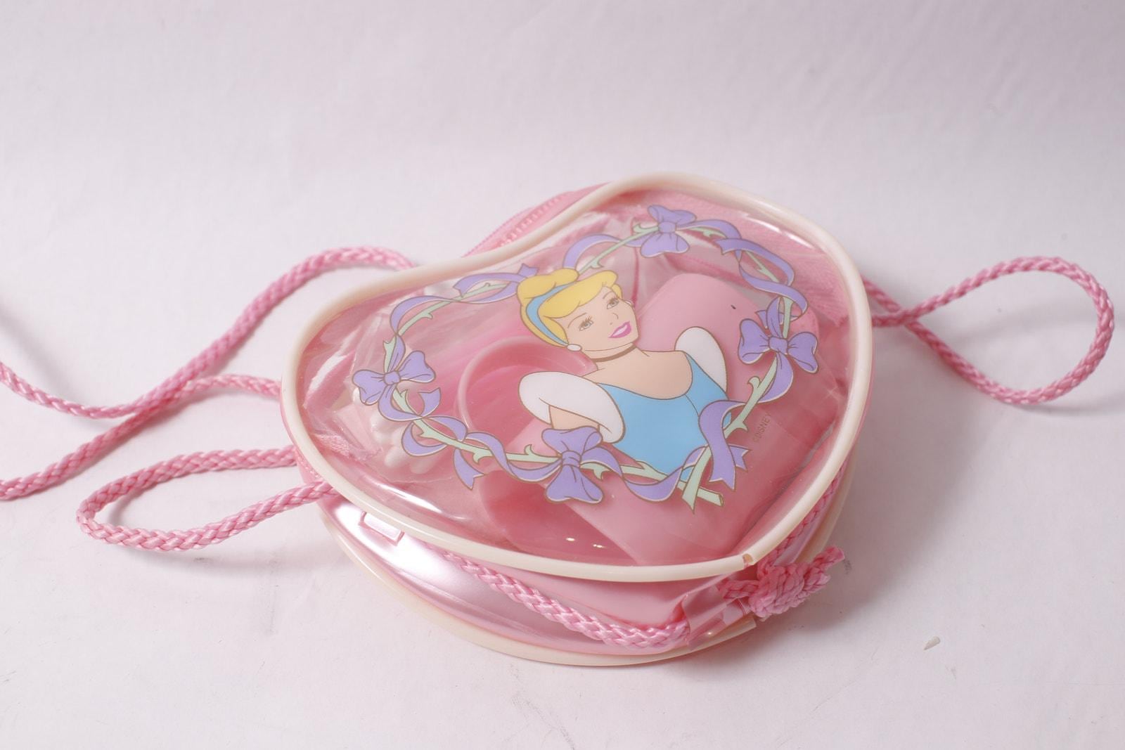 90s Disney Cinderella Girl's Pink Clear Purse With Crossbody Strap