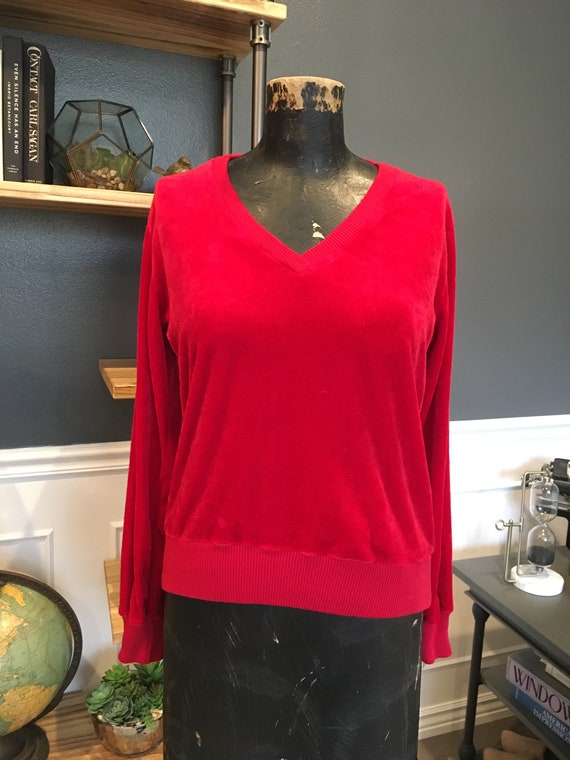 Genesis, Red, Sweater, Pullover, Long Sleeve, V N… - image 1