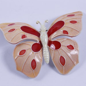 Tiny Red and White Enamel Butterfly Pin, 1 1/8 x 1, Gold Tone – H bar N  Craftworks