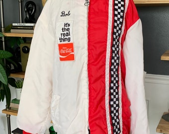 Coca-Cola, Racing Jacket, White Red, US Flag Patch, Band Collar, Zipper Closure, Side Pockets, Outdoor, 1970s, Memorabilia, ~ 230710-MEL 8