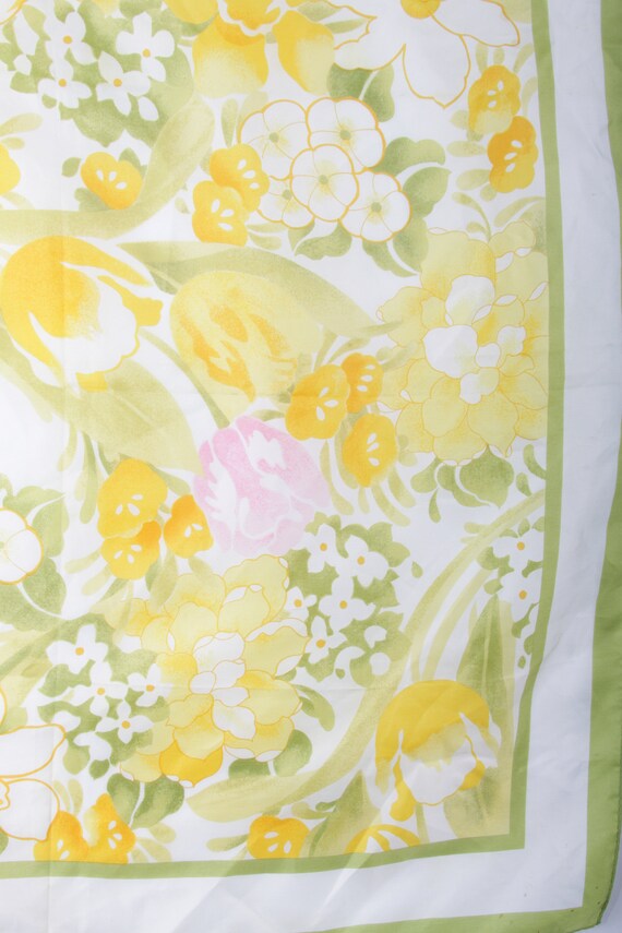 70s Vintage Floral Scarf, Yellow Tulips, Spring, … - image 3