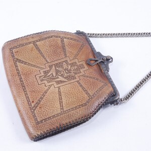 Brown, Antique Leather, Evening, Purse, Chain, Relief Patterns, Flower, Vintage, Photo Prop, Design, Outfit, Collection ~ 20-01-119