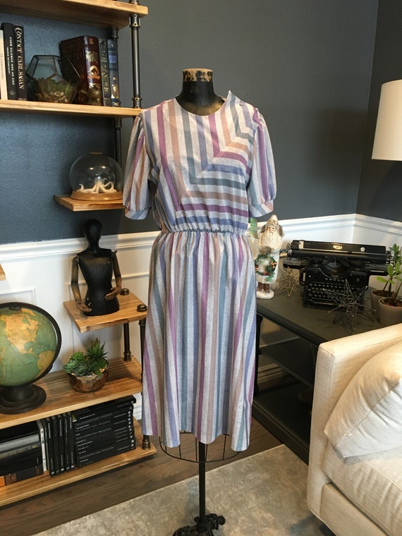 knee length dresses for ladies Tocoto Vintage Multicolor Striped Midi Dress main image 0