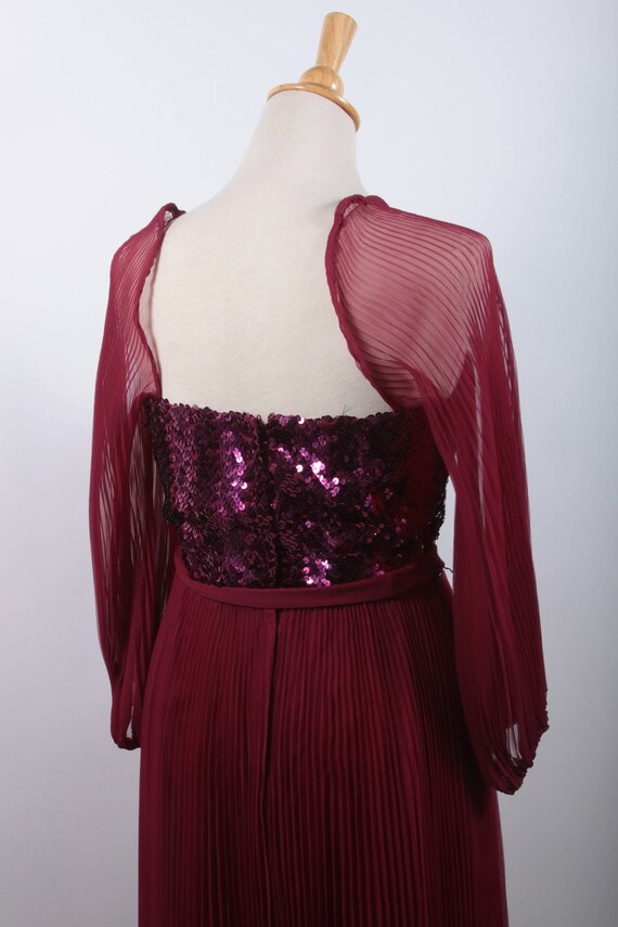 Gorgeous 1970's Vintage Deep Red Evening Dress, B… - image 5