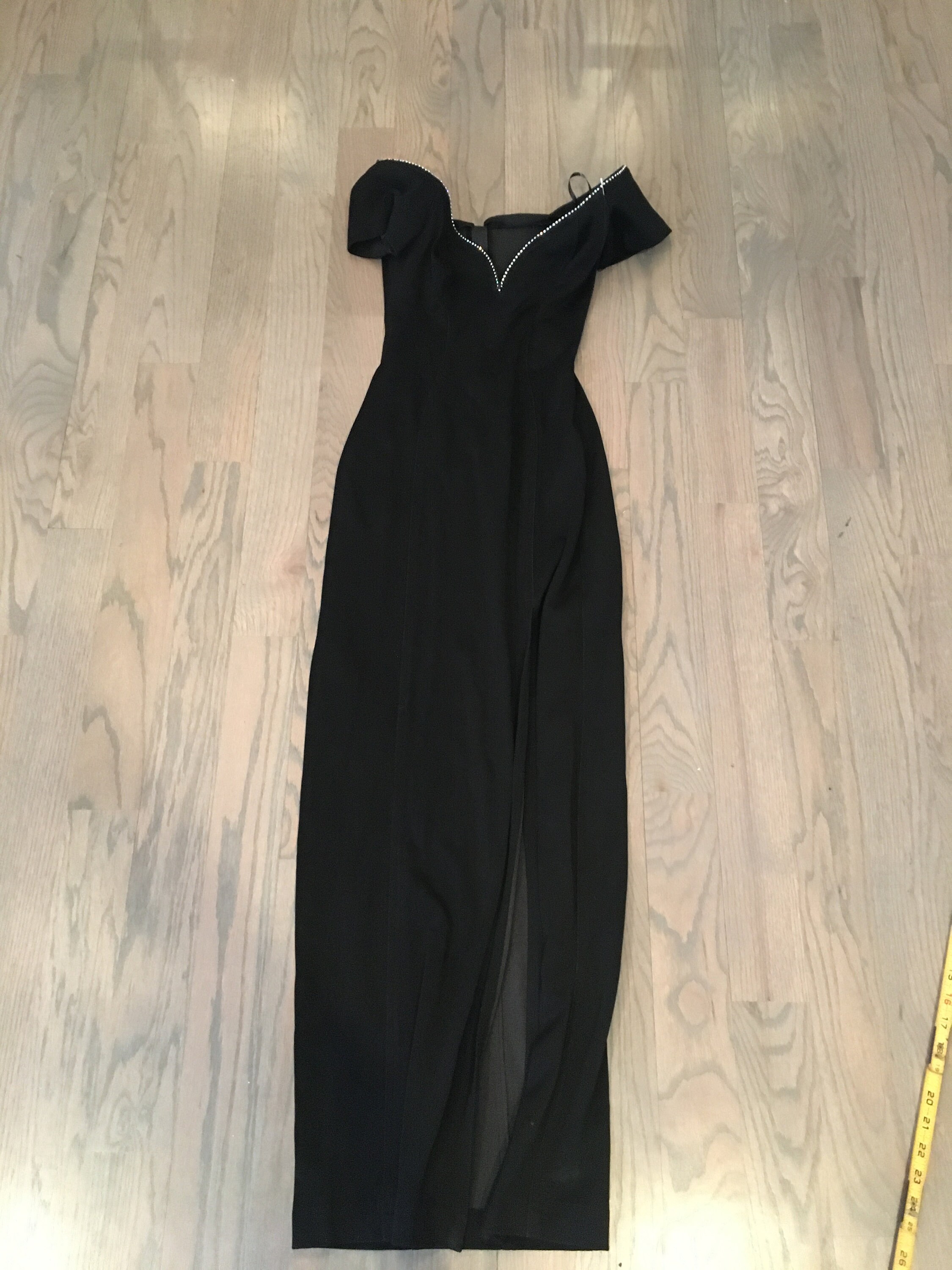 Tadashi, Black, Evening, Long Dress, Deep V Neck, Short