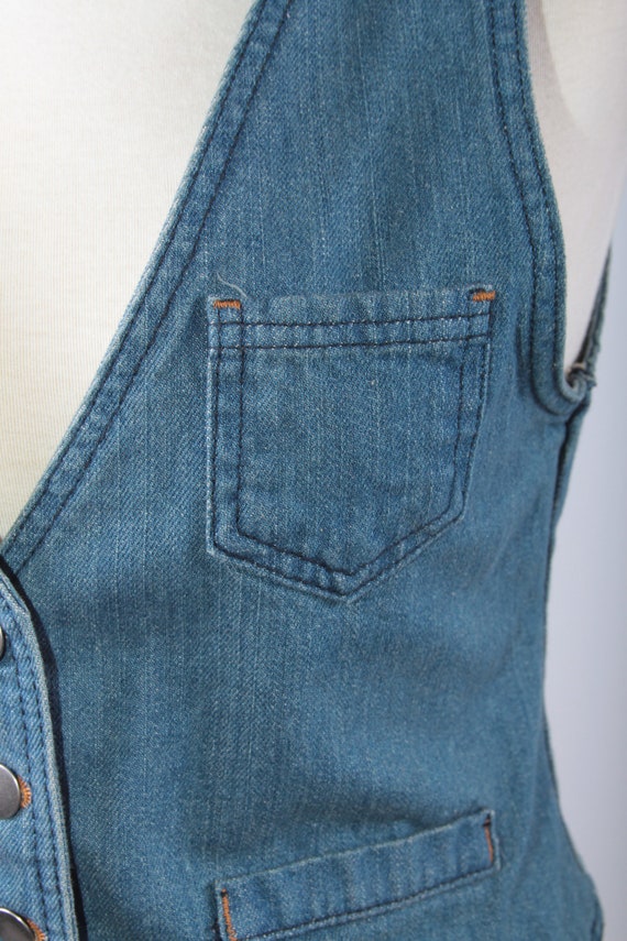 Blue, Jeans, 70s, Vest, Small Pocket, Fake Pocket… - image 2