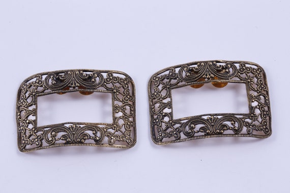 Button Covers, Vintage Golden, Rectangular, Figur… - image 1