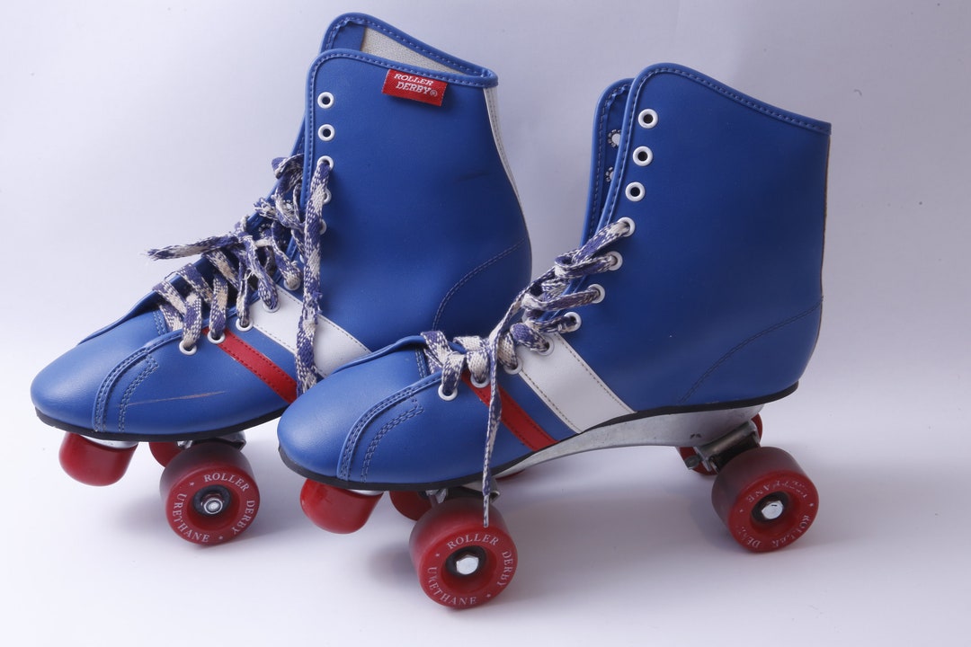 Sz 8 Roller Derby, Blue, Roller Skates, Urethane Wheels, Shoes, Red Wheels, Athletic, Clothes