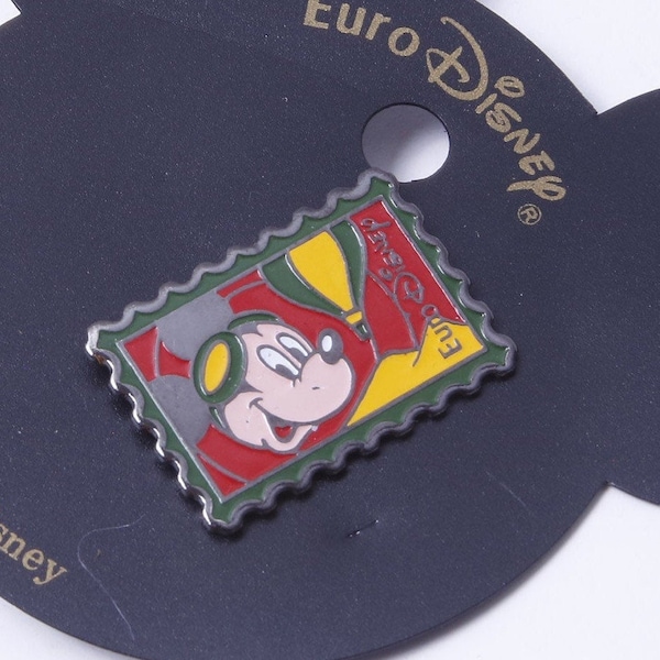 Euro Disney, Mickey Mouse, Post Stamp, Figure, Metal, Pin, Badge, Fashion, Jewelry, Clothing, Accessory, Outfit, Vintage, ~ 20-01-233