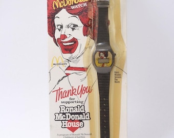 Collectors Vintage 1970s Ronald Mcdonald Watch: Brown Leather