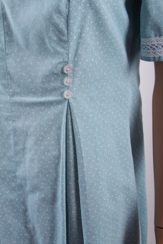 Long, Dress, Homemade, Blue, Dotted, Buttons, Sho… - image 6