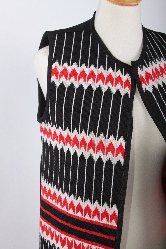 Vintage 70s Striped Knit Vest Hippie Womens Size 14 Cream