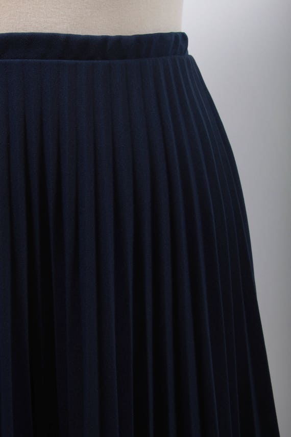 Vintage Navy Blue Thick Pleated Skirt, High Waist,