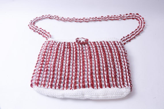 Soda Can Tabs Knitted Clutch, Purse, White, Red, … - image 1
