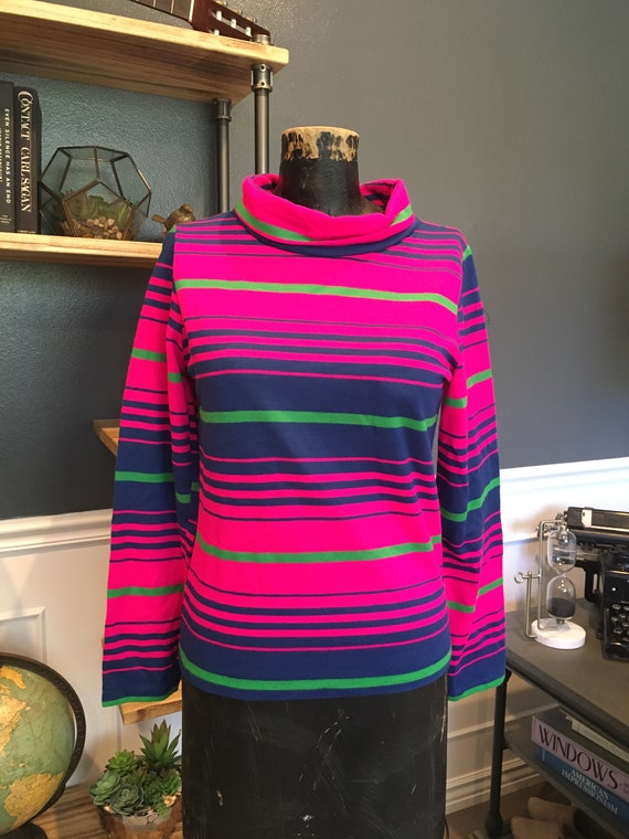 70s Sears, Sweatshirt, Pullover, Purple Striped, Long Sleeve, Back 