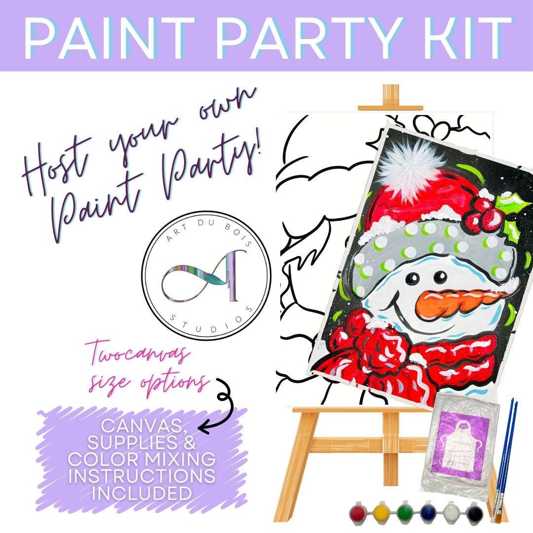 Snowman DIY Paint Party Kit – Acrylic Canvas Art - Etsy