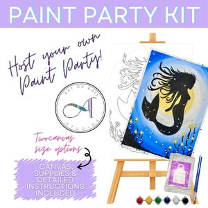 Mermaid Magic - DIY Paint Party Kit, DIY canvas, paint kit, pre drawn outline canvas, png