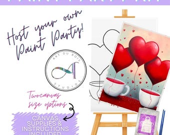 Valentine Coffee Paint Party Kit, DIY Canvas Art