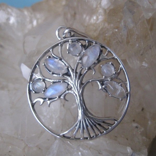 Sterling Silver Rainbow Moonstone Tree of Life, Tree of Life Pendant, Tree of Life Moonstone Pendant, Tree of Life Jewelry, Levensboom