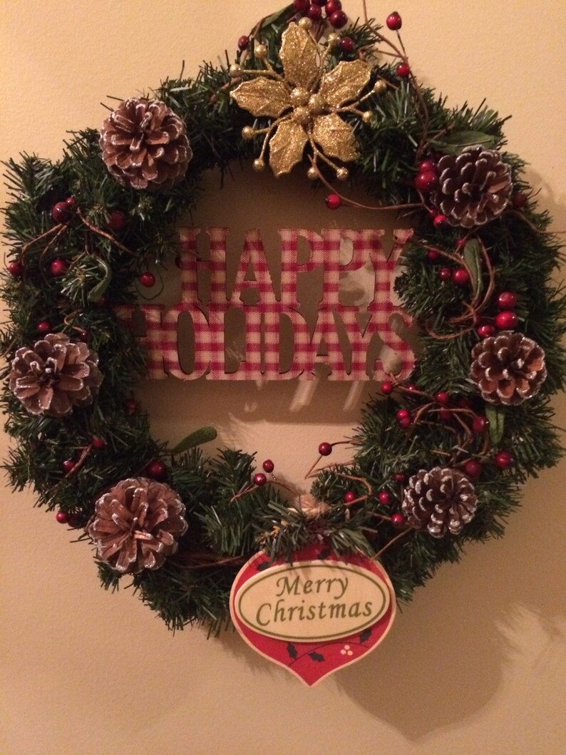 Country Happy Holidays Wreath