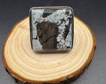 Wildes Pferd Jaspis Ring: Sterling Silber Statement Ring, Größe 15