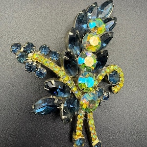 Vintage Juliana D&E-broche: AB-strassteenblad, statement-sieraden uit de jaren 60