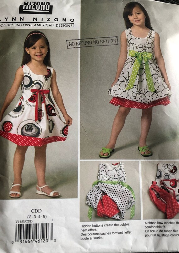 Vogue V1455 Sewing Pattern Children's Dress With Pleats Etsy