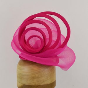 Hot Pink Fascinator Sinamay and Horsehair Hat with Loops,  Hat Art By Cathy