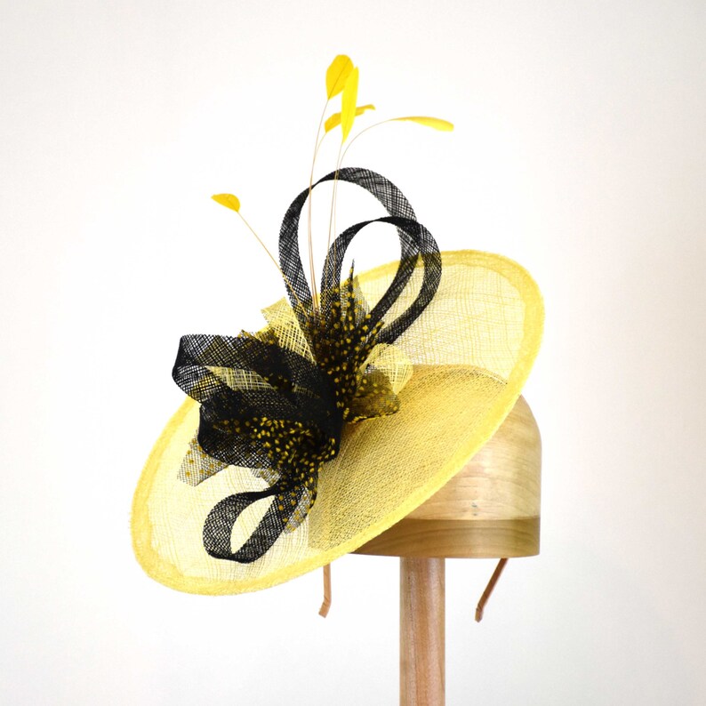 Yellow and Black Fascinator 'ella' Round Saucer Etsy
