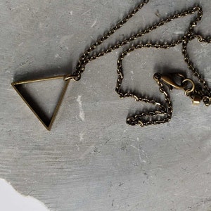 Vintage Brass Geometric Triangle Pendant Necklace Rustic - Etsy