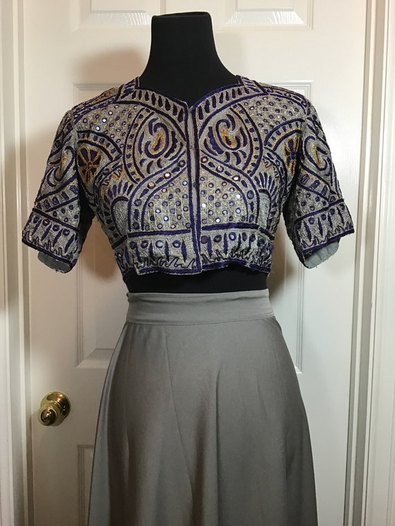 Elegant Sequined and Embroidered Choli Top for Lan