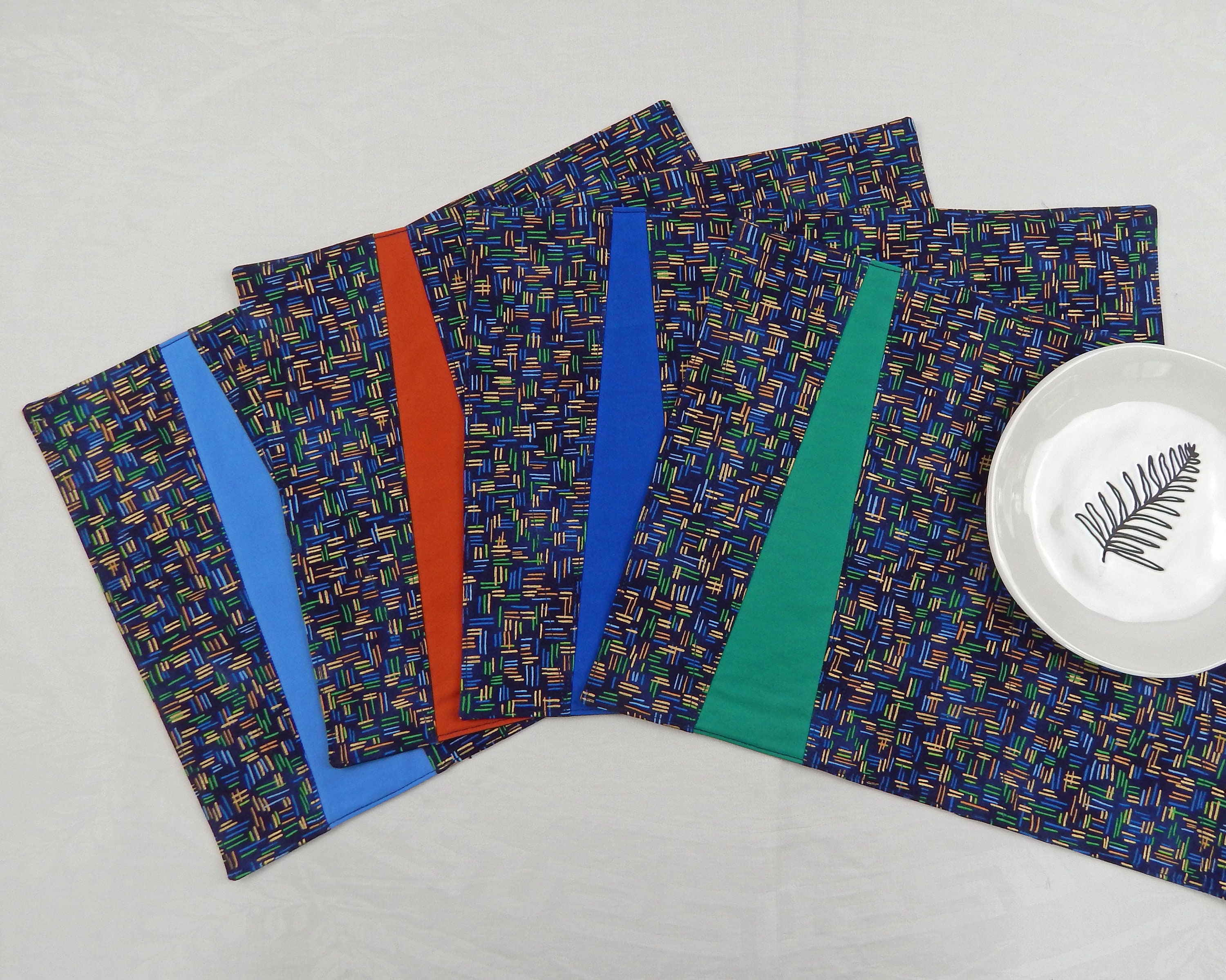 Navy Blue Hashtags Placemats With Colorful Wedges and Matching Etsy UK