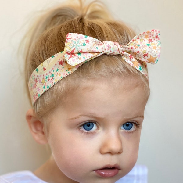 Baby Headband - Liberty Print Top Knot - Soft Baby Hair Band -  Newborn Photo shoot Accessory - Baby Hair - Toddler Floral Hair Bow